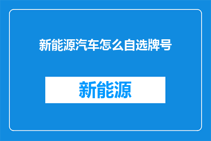 新能源汽车怎么自选牌号
